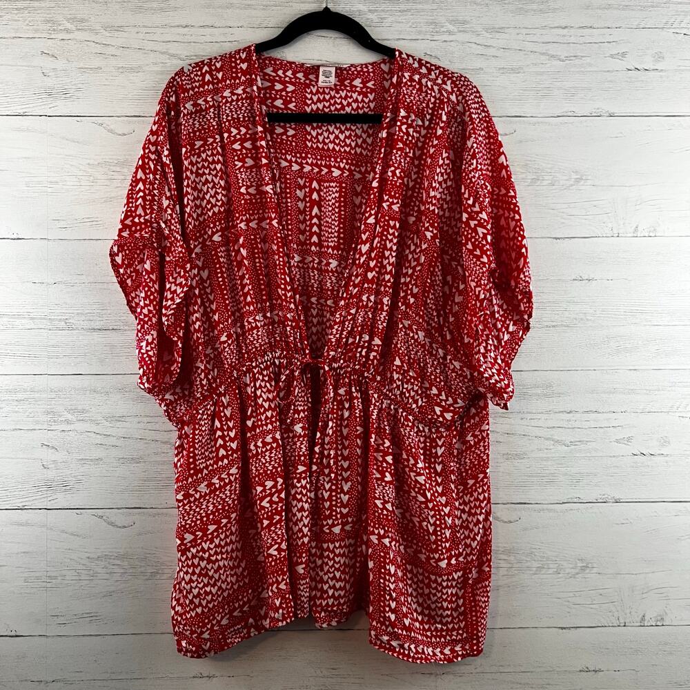 Victoria’s Secret Red Heart Print Kimono Cover Up Size OS